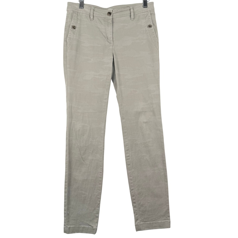 J Jill Womens 2 Slim Leg Pants Khaki Camo Stretch Tencel Utility Gorpcore Office